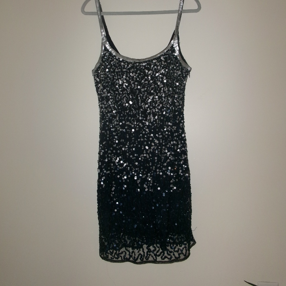 NWT black and metallic sequin mini dress